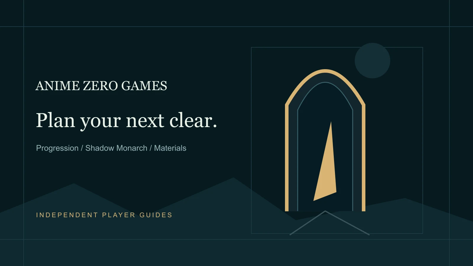 Original dark-teal portal illustration for Anime Zero Games, an independent player-guide site.